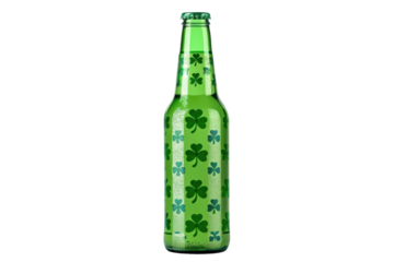 Clover-patterned green bottle for St. Pat's, cut out