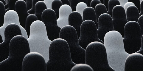 Obraz premium Lots of stone silhouettes of people. Texture wallpaper background, community and association concept