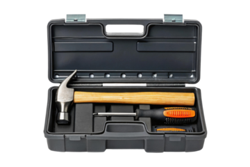Essential tools in a compact toolbox, cut out