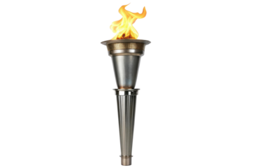 Flaming torch on clear backdrop, cut out