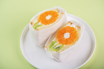 Japanese fruit sandwiches in a plate
