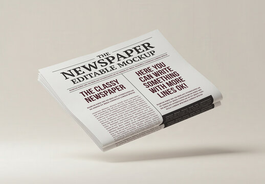 Folded Newspapers Floating Mockup