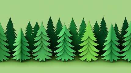 Obraz premium Paper trees forest green background