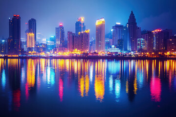 Fototapeta premium singapore skyline at night