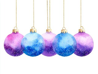 Obraz premium Vibrant Watercolor Christmas Ornaments in Various Colors and Patterns