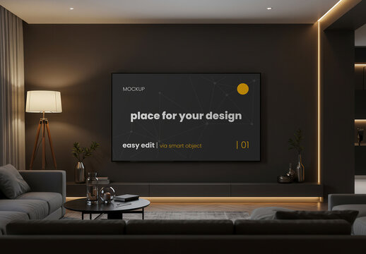 Living Room Scene Tv Mockup