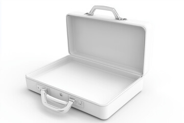 Opened 3D white briefcase empty isolated on a white background