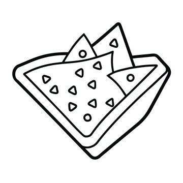 recommend clip art: Nachos, food vector line art illustration