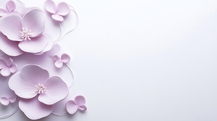Pastel paper flowers, blank space, background, design, card
