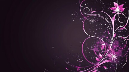 Pink Floral Design With Sparkling Background