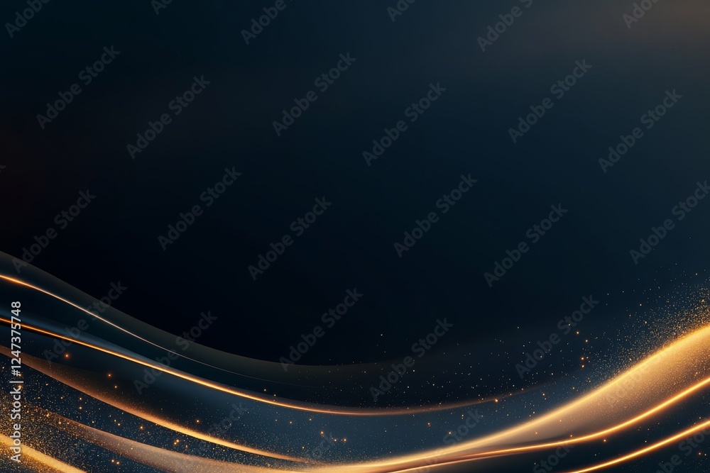 Aufkleber a close-up view of a dark navy background sprinkled with shimmering gold particles and gentle star p