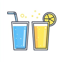 Refreshing water and lemonade in glasses with fruit, for summer drinks ad