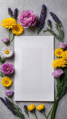 White sheet of Paper, Letter surrounded by flowers