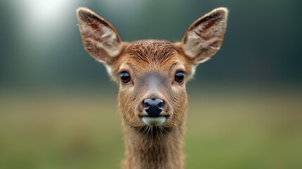 Young deer portrait, forest background, nature wildlife