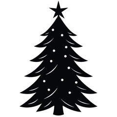 Simple Black and White Christmas Tree Silhouette
