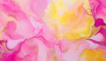 Fototapeta premium pink and yellow background, spring, flower, paint, mixed, gorgeous, beautiful, wallpaper