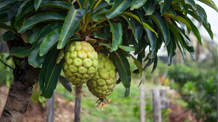 Langsat fruit growing on a tree.