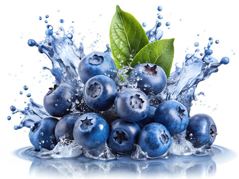blueberries falling into water - Powered by Adobe
