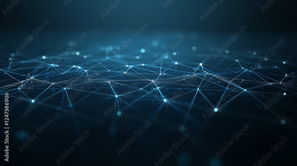 Poster Detailed display of a circuit board highlighted by gradient blue and white LEDs, emphasizing its complex pathways and creating a captivating visual effect