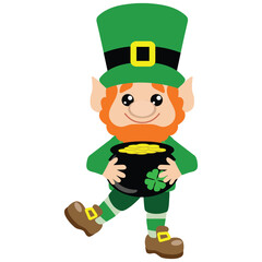 Cute Patrick day  leprechaun  vector cartoon illustration