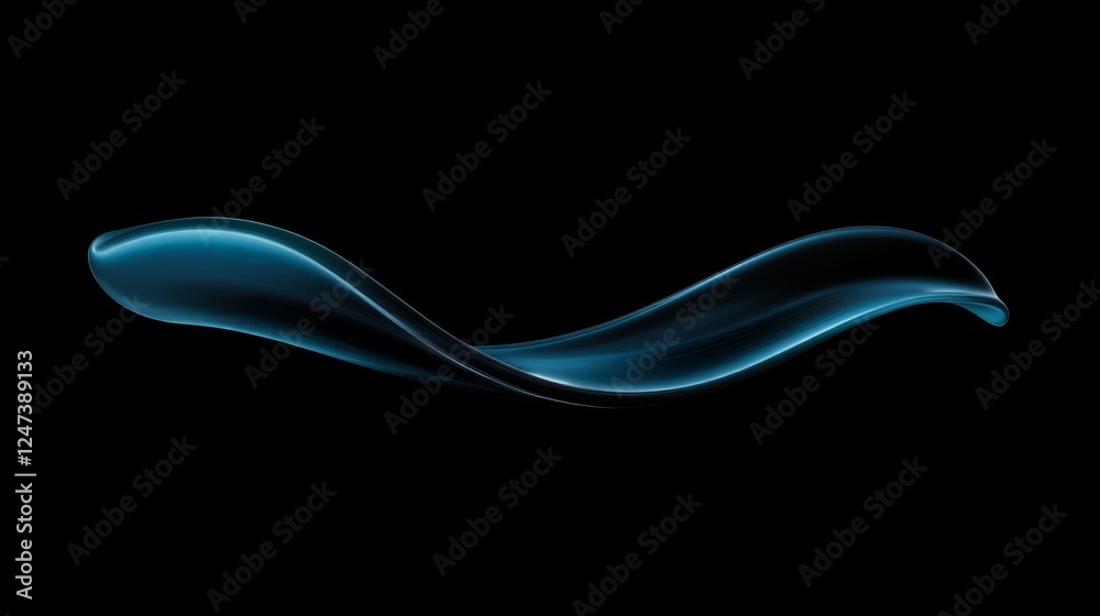 Poster Dark 3D surface features a single smooth wave illuminated with blue highlights, delivering a sleek futuristic look and providing blank space for text or branding