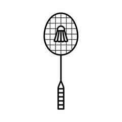 Badminton Racket and Shuttlecock Line Art Sport Icon Design
