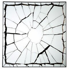 Obraz premium A cracked mirror with a hole in the center