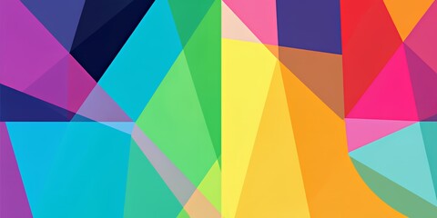 Vibrant Geometric Abstract Composition Celebrating Pride Month With Bright Rainbow Colors And Dynamic Shapes. Visual Display Of Diversity And Unity With Bold Colors And Abstract Geometric Designs