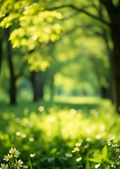 Obraz premium Natural green background with spring or summer bokeh green bokeh green abstract background light bright blur pattern