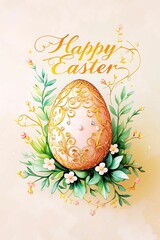 easter card design with easter eggs and flowers 