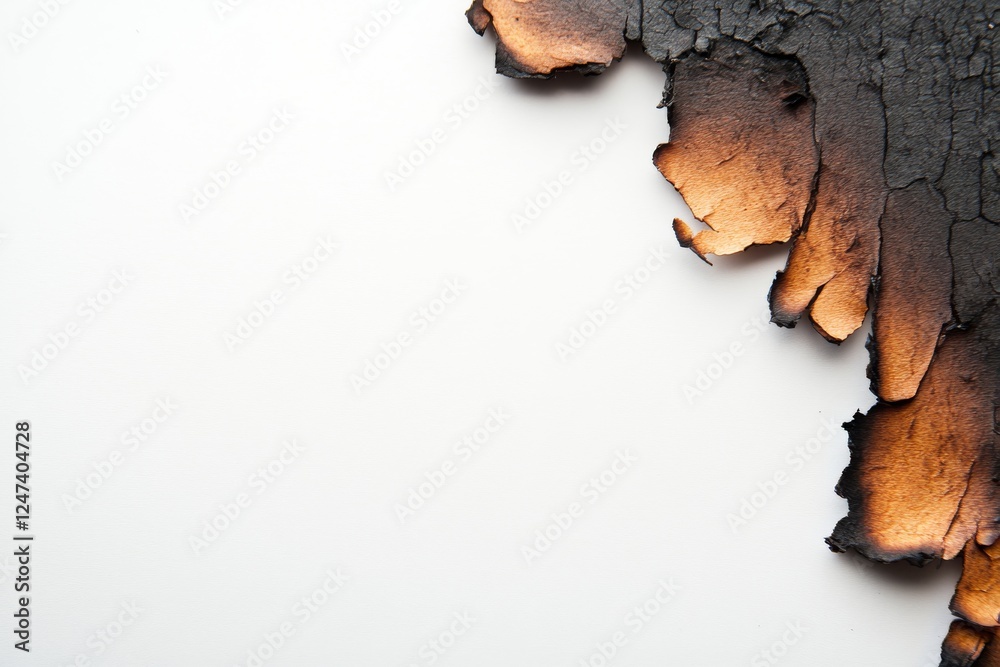 Aufkleber a close-up of paper shows charred and burnt edges, emphasizing the impact of fire damage. the stark 
