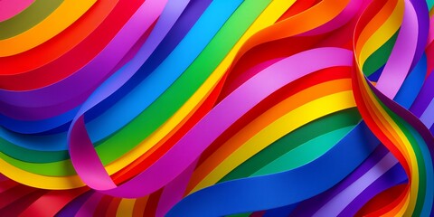 Obraz premium Vibrant Rainbow Ribbons Representing Pride Month Celebrations and Diversity in the LGBTQ Community Celebrations And Diversity in the LGBTQ Community. Symbol of Pride. Symbols of Unity and Love