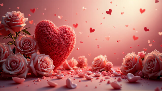 Corazones y rosas para el D&iacute;a de San Valent&iacute;n, el D&iacute;a del amor y la Amistad
