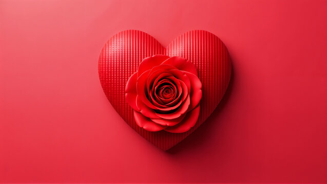 Una rosa en un coraz&oacute;n, en D&iacute;a de San Valent&iacute;n, el D&iacute;a del amor y la Amistad