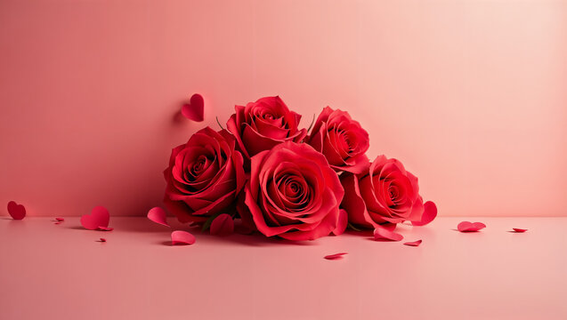 Fondo rojo rosado de rosas para el D&iacute;a de San Valent&iacute;n, el D&iacute;a del amor y la Amistad