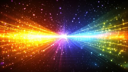 Obraz premium Vibrant Colorful Abstract Light Rays Creating a Cosmic Atmosphere in Digital Space