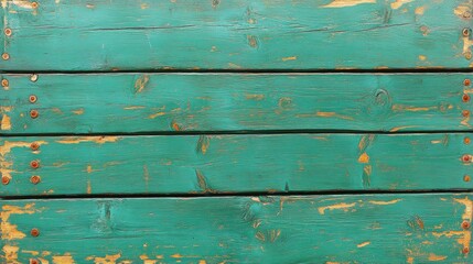 Obraz premium Weathered Vintage Wood Planks with Chipped Green Paint and Distressed Texture