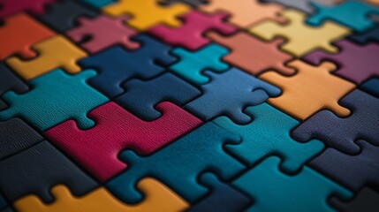 Fototapeta premium Colorful Puzzle Pieces Interconnected to Form a Vibrant Background Design