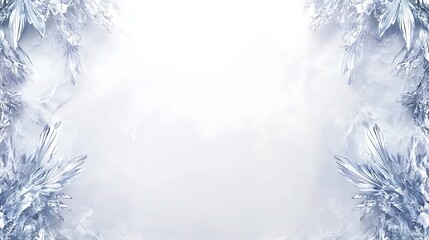 Abstract frosty crystalline floral border design