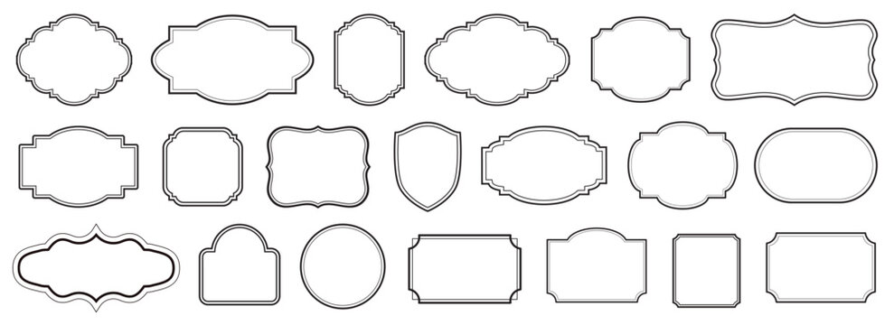 Ornamental label frames. Old ornate emblem. Decorative sticker and retro badge. Vector Vintage Frame Set..eps