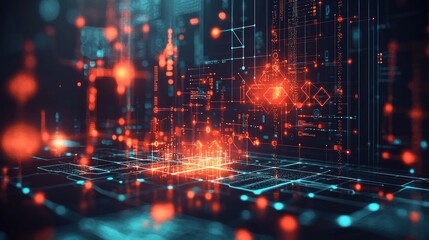 Abstract digital data flow visualization, network, technology background