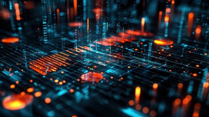 Abstract digital data flow, glowing network, futuristic technology