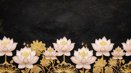 Obraz premium Elegant New Year Greeting with Lotus Flowers on a Dark Textured Background