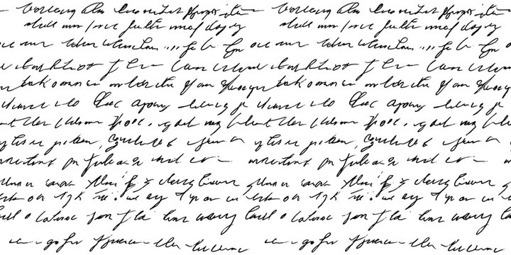 Abstract illegible handwritten text, seamless pattern. Vintage grunge bad calligraphy script, old book document. Vector illustration of monochrome unreadable handwriting cursive poetry paragraph