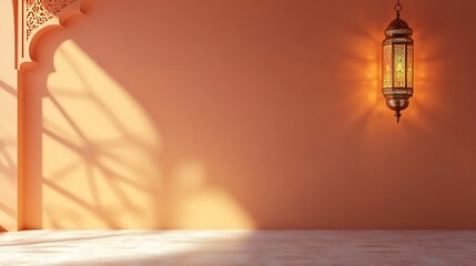 Ornate Lantern Hanging in a Room with Archway