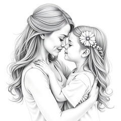 Fototapeta premium Elegant sketch art of a mother and baby illustration for mother's day