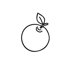 Apple Fruit. Hand drawn Black outline in Doodle style isolated on a background. For product packaging, menu, logos.