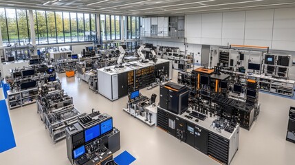 Naklejka premium Modern High-Tech Laboratory Workspace Filled With Advanced Equipment and Machinery for Research