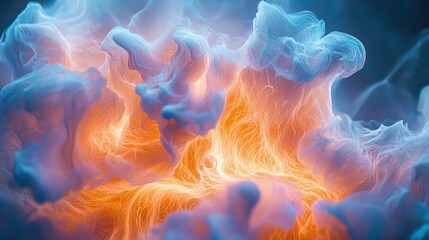 Abstract orange blue energy swirl, cosmic nebula background, science fiction