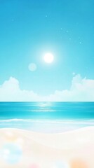 Obraz premium Serene beach day with blue sky ocean waves and soft sand